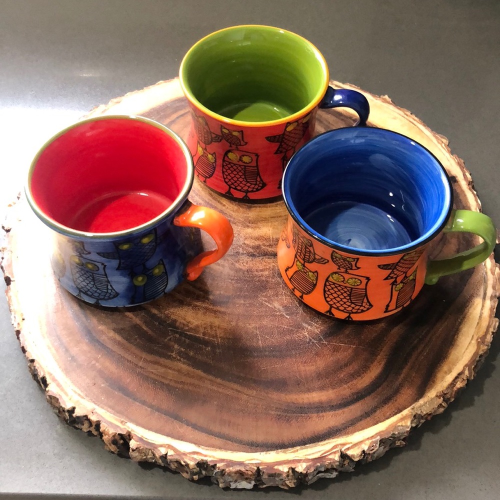 3  Pier 1 Imports OWL OWLS Mugs Different Colors